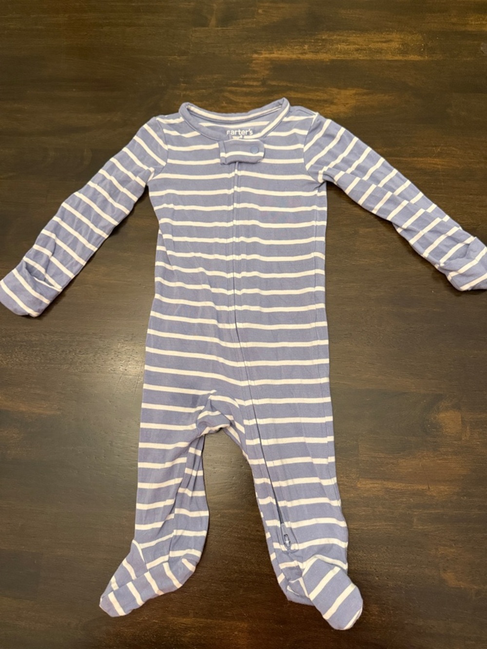 Carter's Blue & White Striped Footed One-Piece